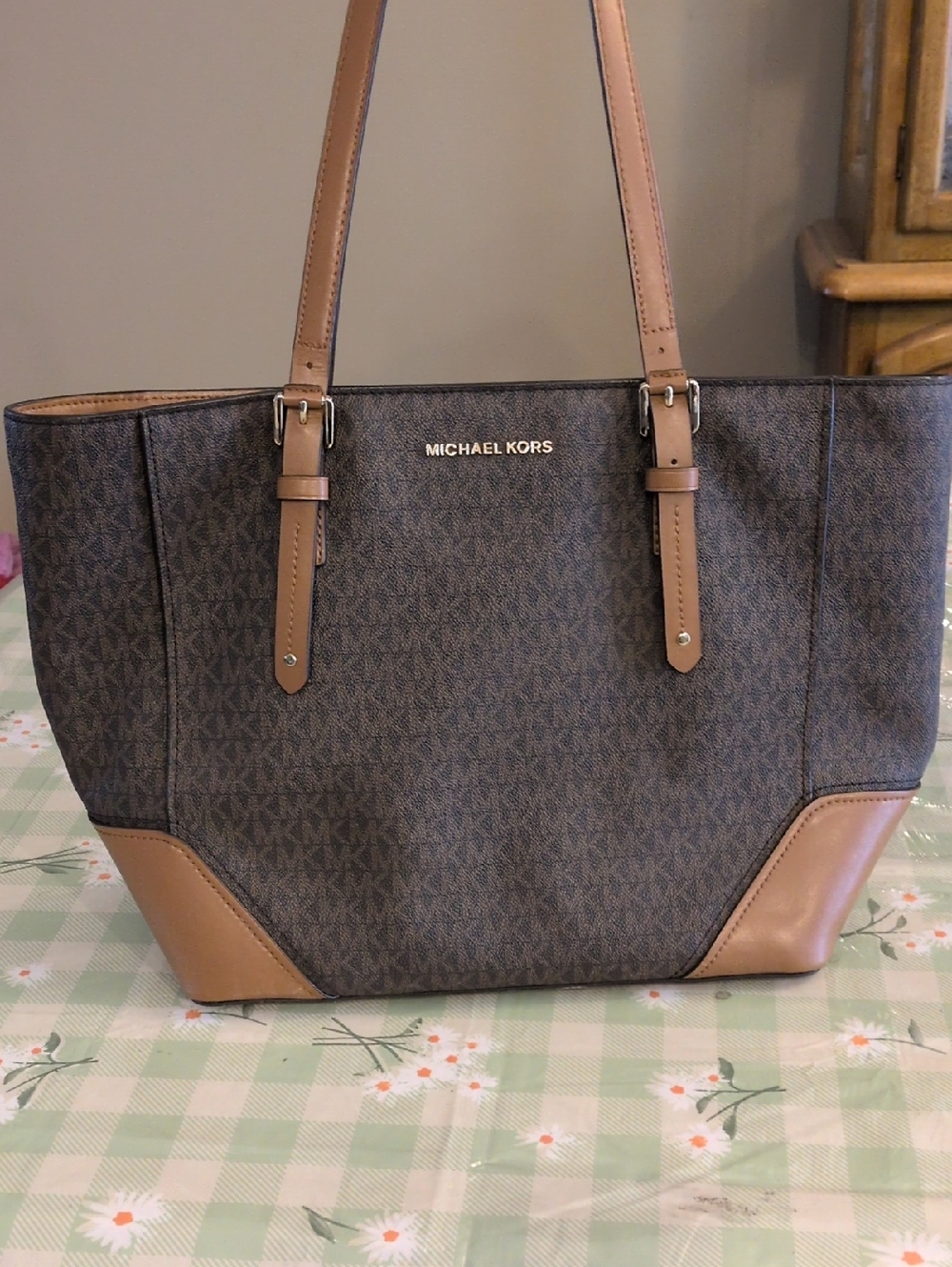 Michael Kors Brown and Tan Logo Tote